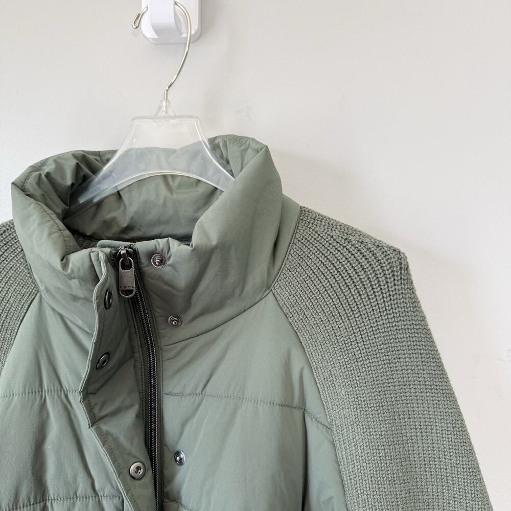 Athleta Incline Hybrid Puffer Jacket Deep Fern Green Small XL Zip Pockets - Picture 5 of 8
